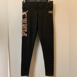 PINK Victoria’s Secret Yogas Leggings Sparkly! Rose Gold! Size Small!